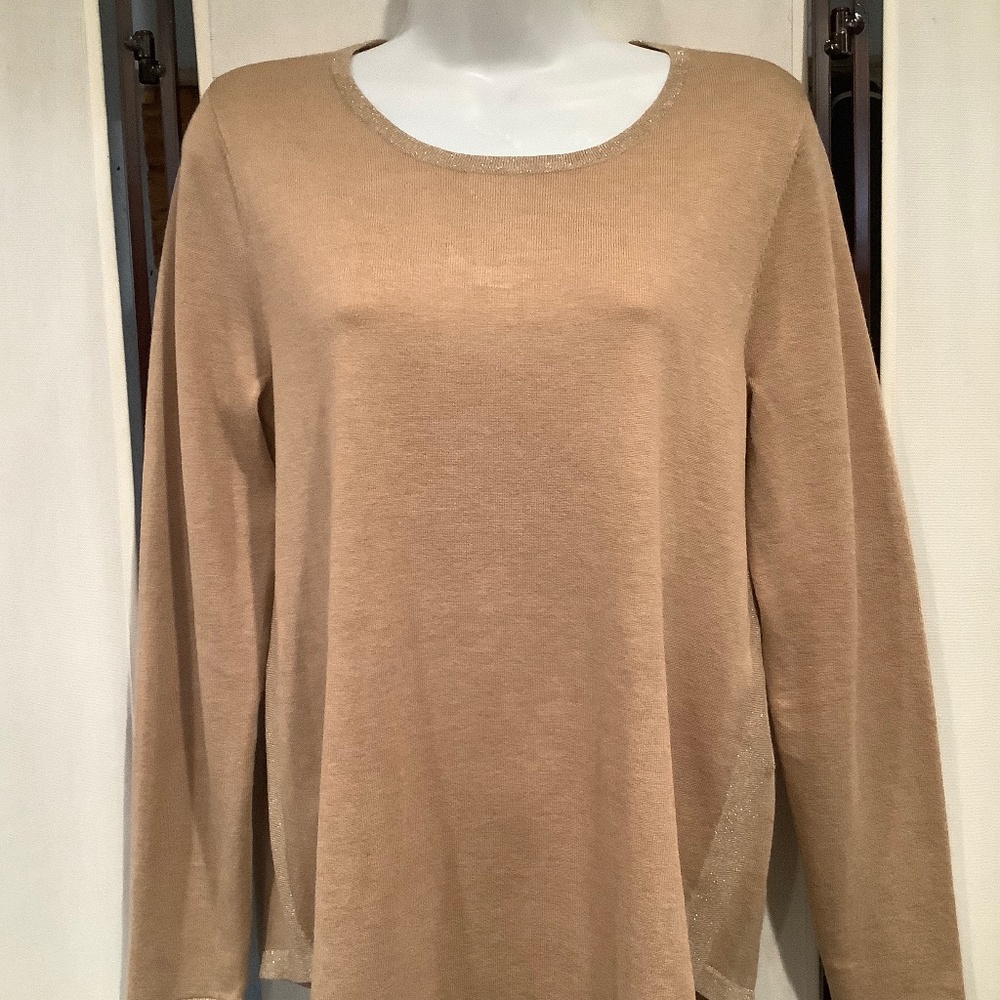 Chicos Sweater Gold shine Trimmed 0 NWT